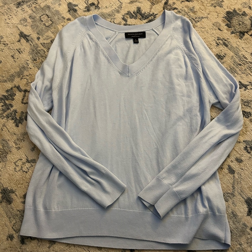 Banana Republic Soft Sky Blue V-Neck Top